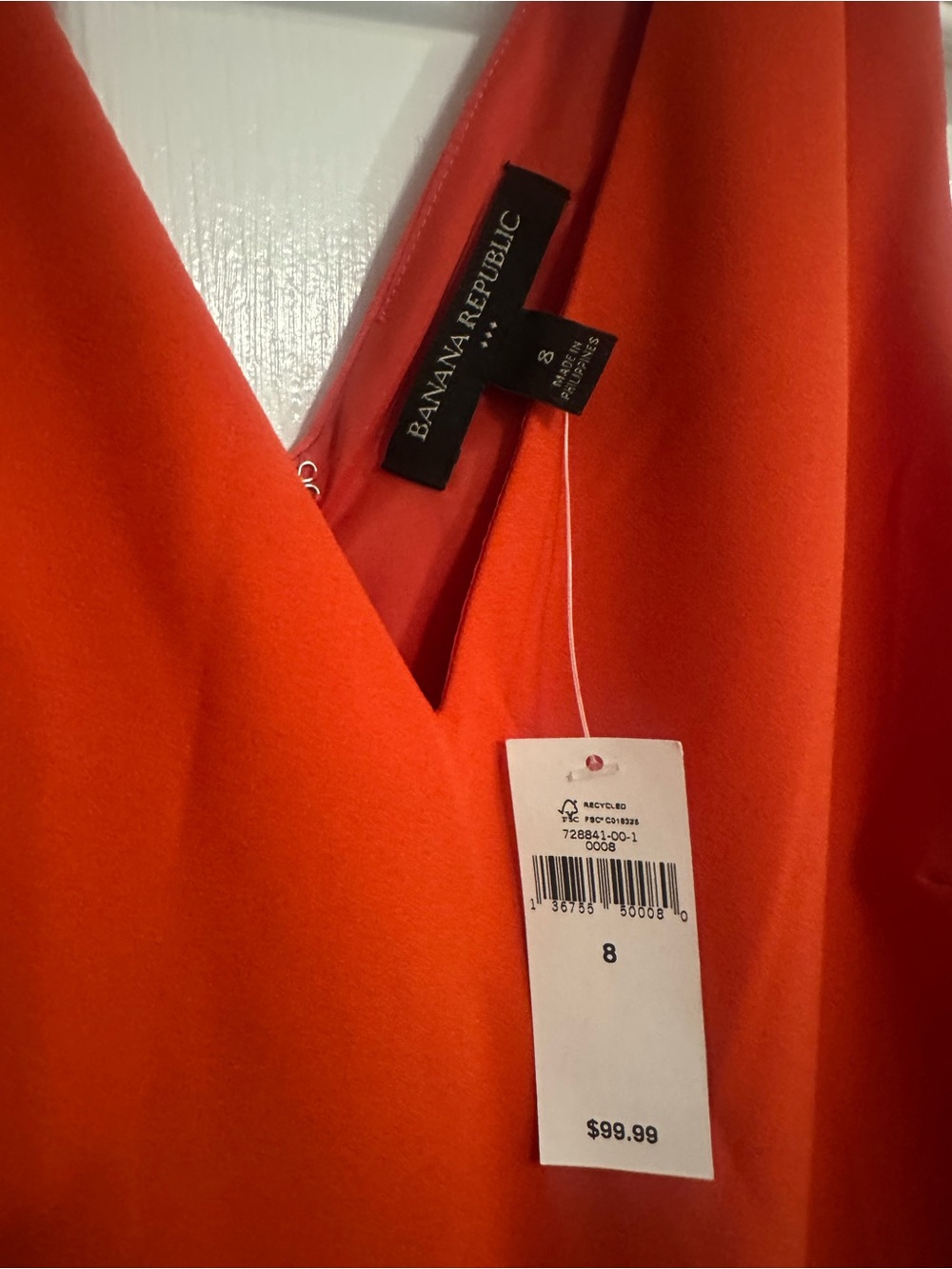 NWT Banana Republic Red V-Neck Midi Dress Size 8